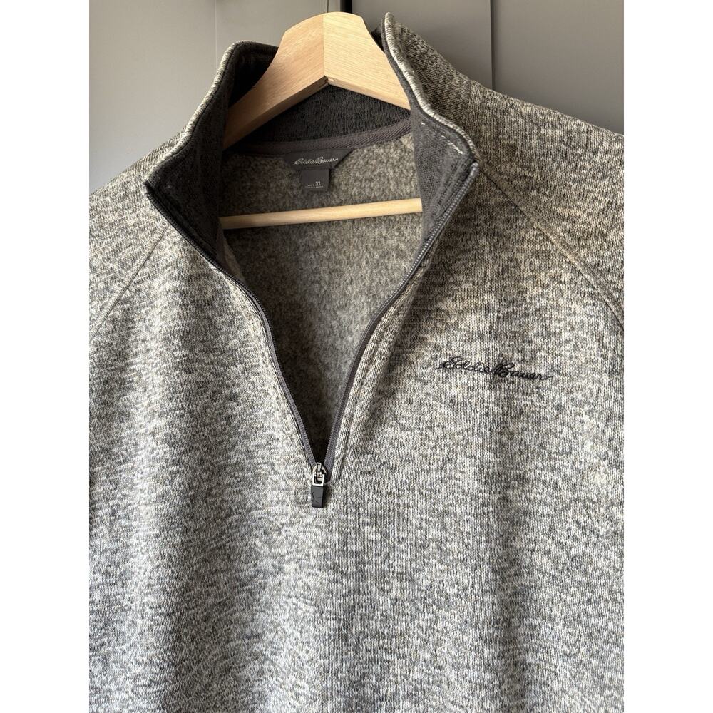 Eddie Bauer Men's XL Gray 1/4 Zip Pullover Sweater Polyester Long Sleeve